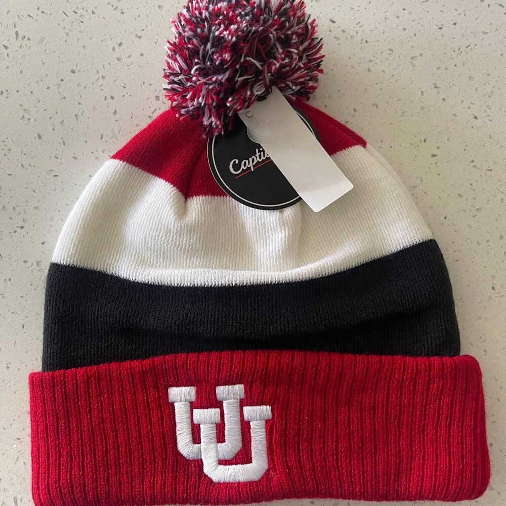 NEW Adult Size University of Utah Pom-pom Beanie Hat